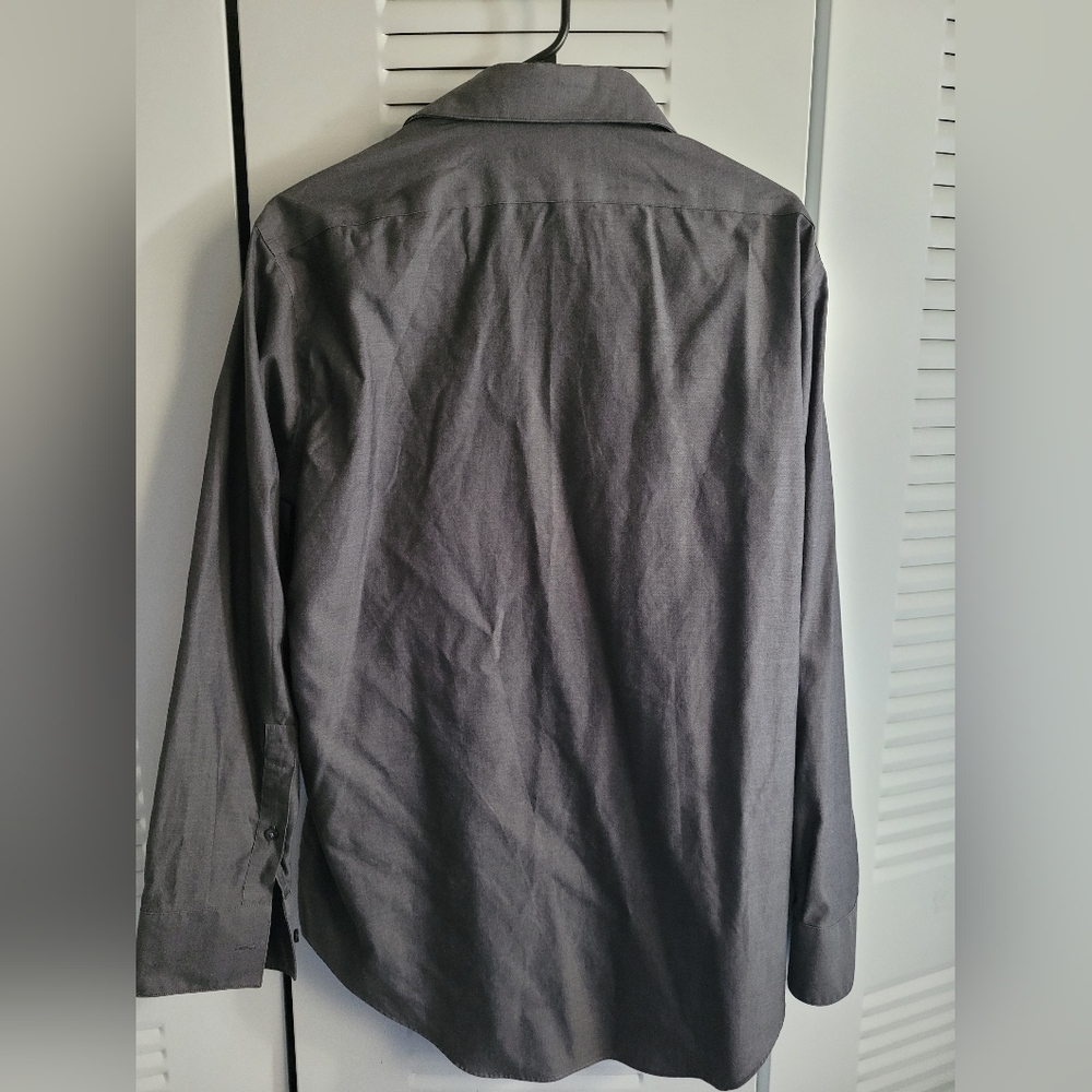 Men's Calvin Klein Charcol Gray Button Down Shirt Slim Fit Size 16 32/33 - Picture 5 of 6